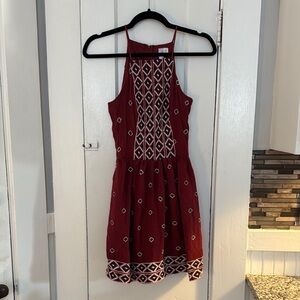 Alya Red Sleeveless Halter Mini Sundress